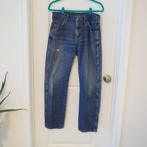 Wrangler Regular Fit Distressed Medium Wash Jeans